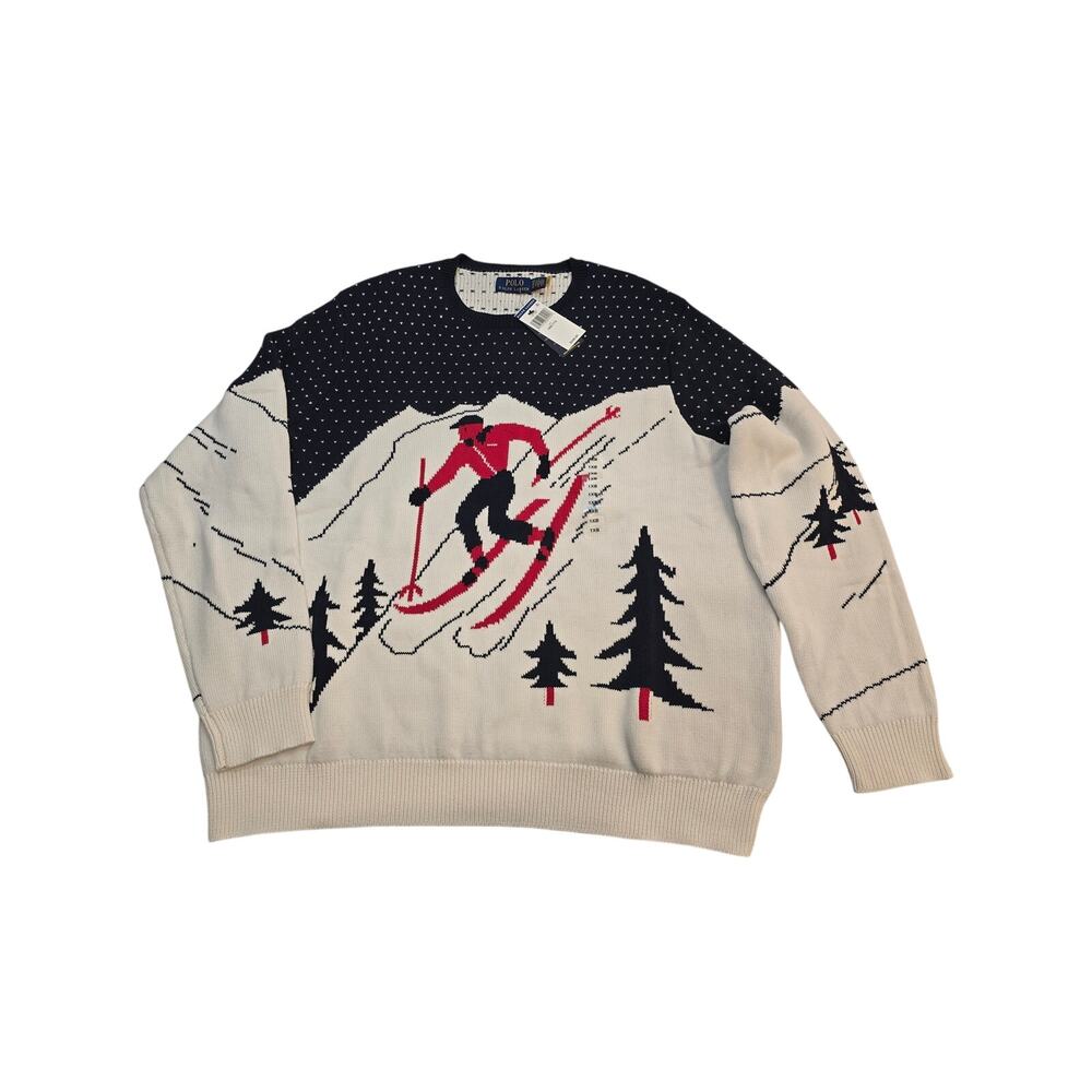 Polo Ralph Lauren 1XB Alpine Skier Sweater Winter Chalet Lodge Ski Knit white - Picture 2 of 10
